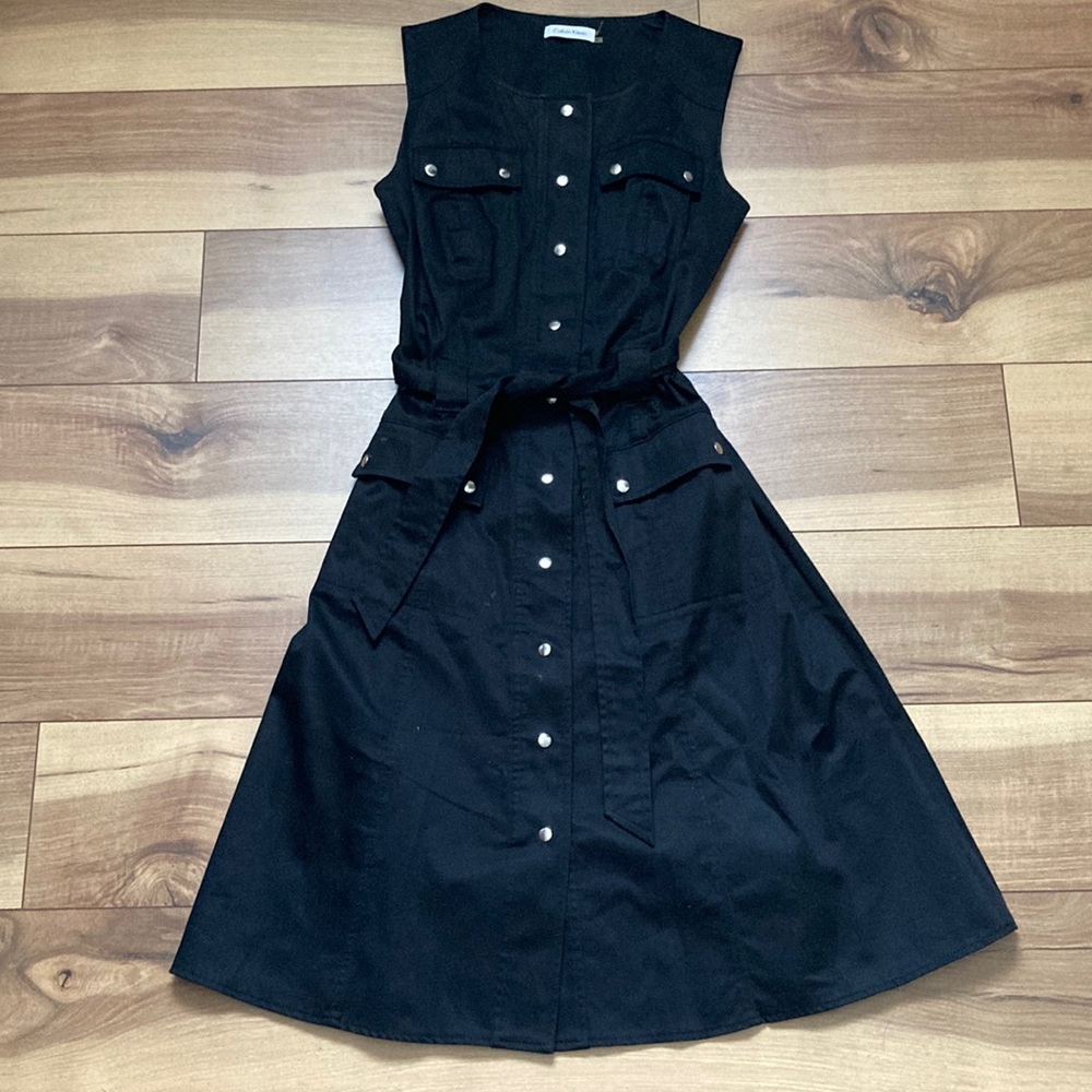 Calvin Klein Military Inspired Black Dress. Size 4